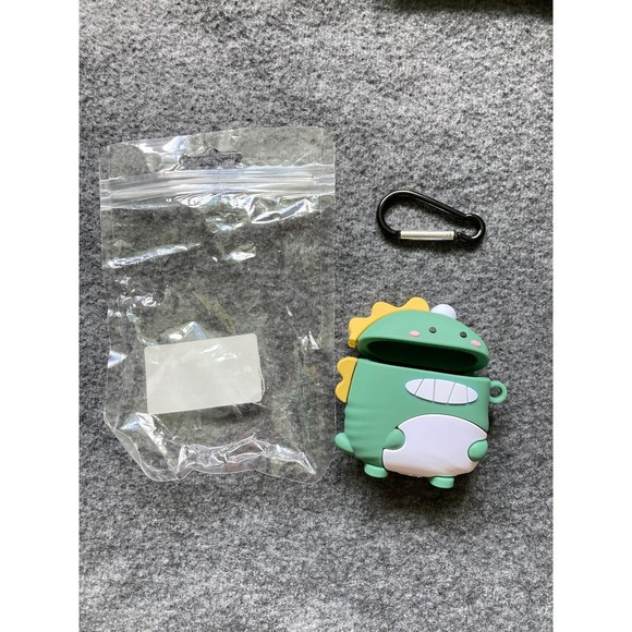 Green Silicone Case for AirPods‎ 1 2 Bluetooth Headset Charging dinosaur new - Picture 1 of 5